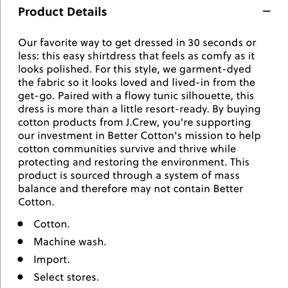 J.Crew Garment-dyed cotton poplin shirtdress